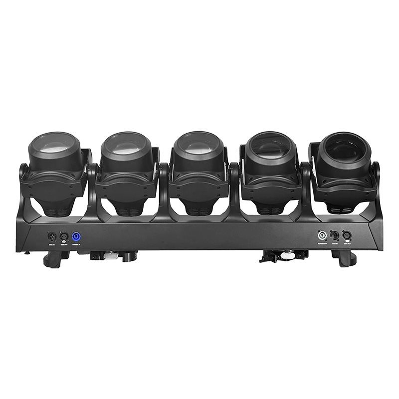 Five independently moving heads with pan & tilt movement